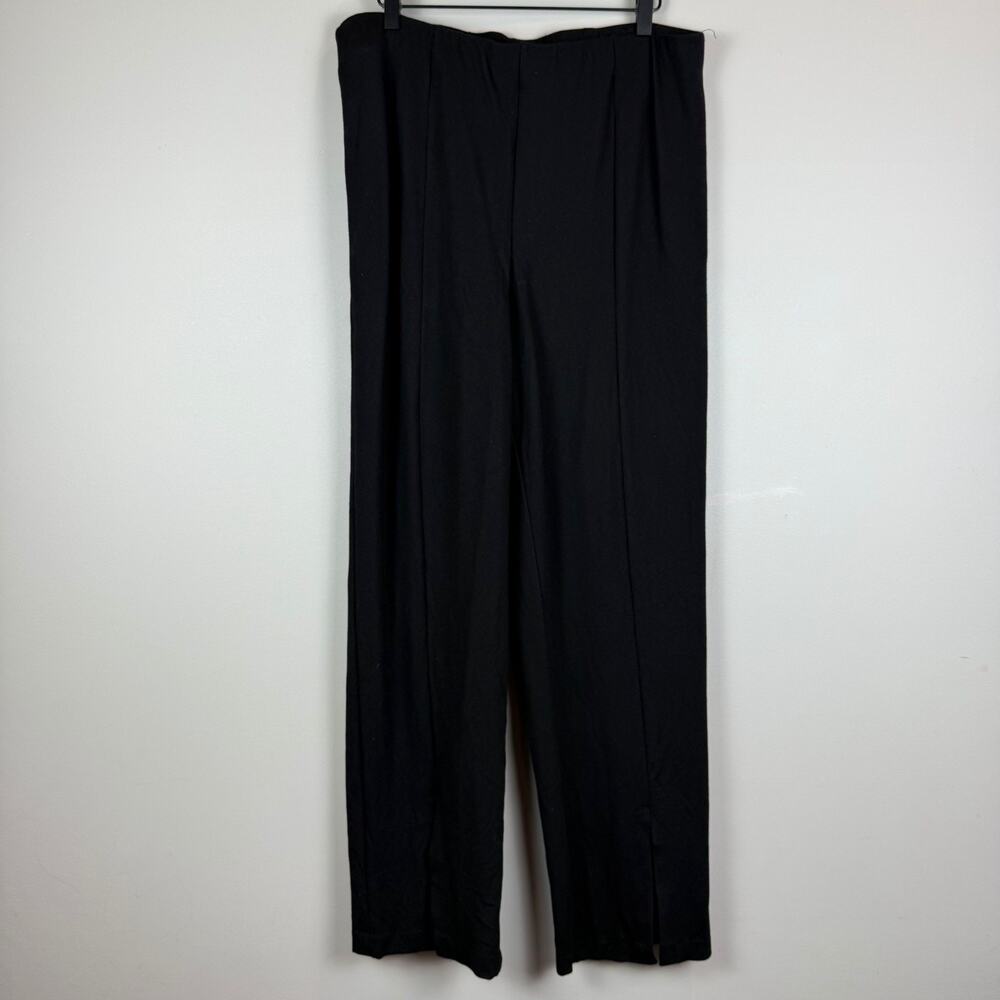 Eloquii Pants‎ Women's 16 Black Stretch Slit Wide Leg Pull-On Trousers Classic